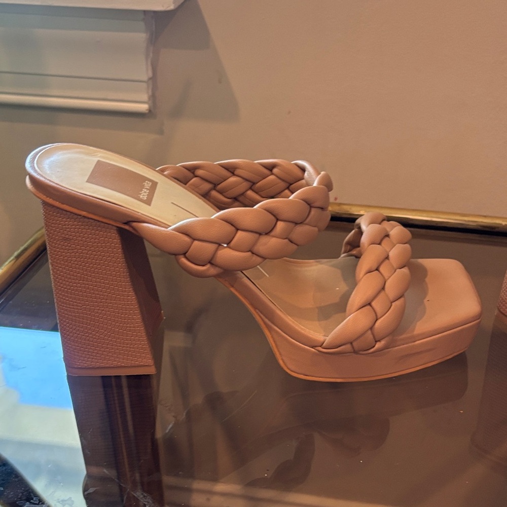 Dolce Vita Braided Double-Strap Block Heel Sandals - Beige - Picture 3 of 8